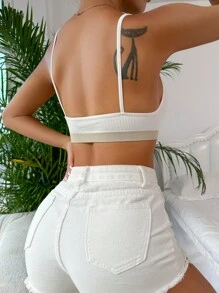 鏈條細節文胸 - 米色 - 查看 2