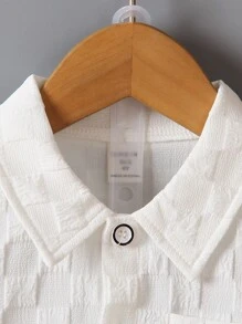 SHEIN 小男童字母補丁細節襯衫和短褲