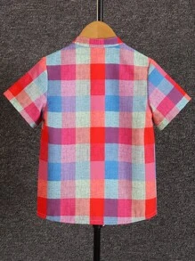 SHEIN Toddler Boys Plaid Print Button Front Shirt Without Tee - Multicolor - View 2