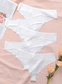 Shein Underwear&Sleepwear Basics 5 paquetes Bragas sexys sin costuras con acabado de volante liso
