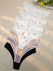 7pack Floral Print Ribbed Knit Panty - Multicolor - View 1