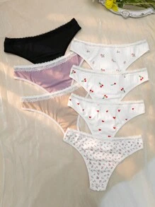 7pack Floral Print Ribbed Knit Panty - Multicolor - View 2