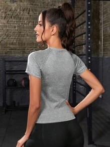 Powerista Breathable Twist Front Sports Teeworkout Tank Top Gym Women Shirts - Grey - View 2