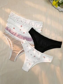 7pack Floral Print Ribbed Knit Panty - Multicolor - View 4