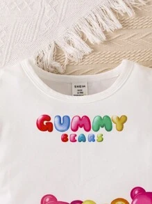 Đứa bé gái Đồ họa chữ cái & Gấu Áo thun - trắng - Xem 3