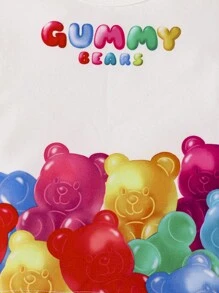 Đứa bé gái Đồ họa chữ cái & Gấu Áo thun - trắng - Xem 5