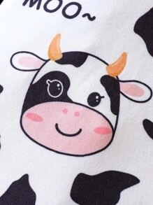 Baby Girl Cow Print Ruffle Trim Jumpsuit & Headband - Multicolor - View 5