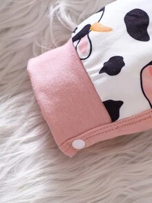 Baby Girl Cow Print Ruffle Trim Jumpsuit & Headband - Multicolor - View 7