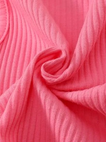 SHEIN Playful Pals Baby Girl Notched Neck Tank Top & Paperbag Waist Bow Front Shorts