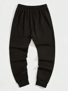 ROMWE MEN Prep Các bạn Eo dây rút In Đầu lâu Quần thể thao - màu đen - Xem 2