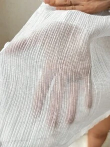 SHEIN Swim Summer Beach Solid Button Front Kimono - White - View 7