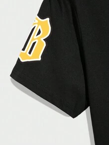 Manfinity Roghcode 男士標語圖案落肩T恤 - 黑色 - 查看 7