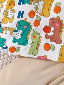 Fall Baby Boys' Long Sleeve Cute Dinosaur Printed Two Piece Outfit