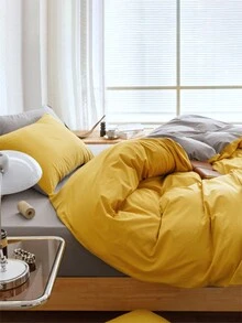 3 piezas Set colcha amarillo & gris de color combinado - Amarillo - Ver 5