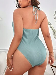 SHEIN Essnce 大碼後背繫帶繞頸連身背心