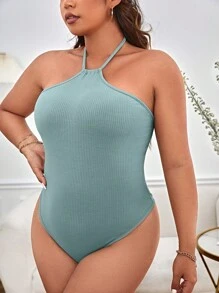 SHEIN Essnce 大碼後背繫帶繞頸連身背心