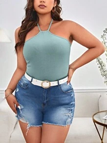 SHEIN Essnce 大碼後背繫帶繞頸連身背心