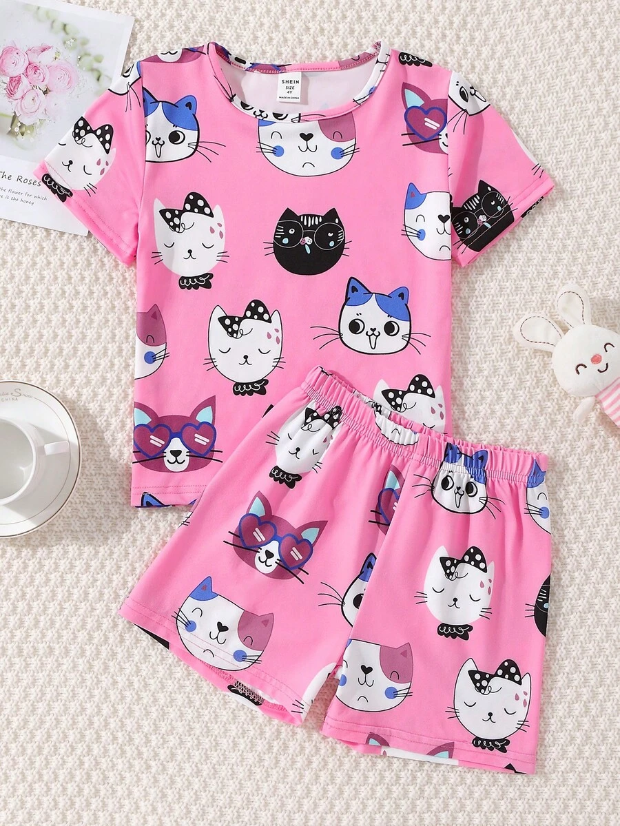 Toddler Girls Cartoon Graphic Snug Fit PJ Set - Pink - View 1
