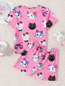 Toddler Girls Cartoon Graphic Snug Fit PJ Set - Pink - View 2