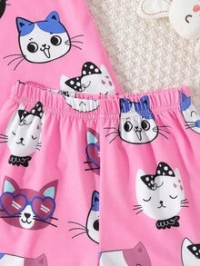 Toddler Girls Cartoon Graphic Snug Fit PJ Set - Pink - View 5