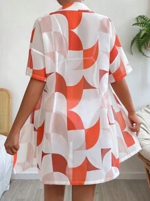 Geometrisch bedruckter Kimono mit Dropped Shoulder, für Sommerurlaub am Strand