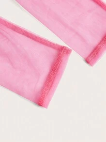 SHEIN ICON 帶扣細節短款網紗上衣 - 粉色 - 查看 3