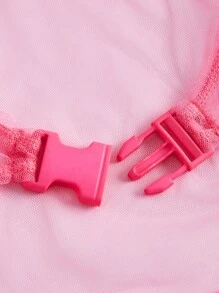 SHEIN ICON 帶扣細節短款網紗上衣 - 粉色 - 查看 4