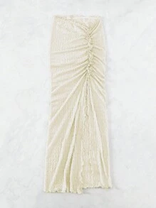 SHEIN Swim 高衩木耳邊沙灘纏腰式半身裙