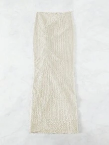 SHEIN Swim 高衩木耳邊沙灘纏腰式半身裙