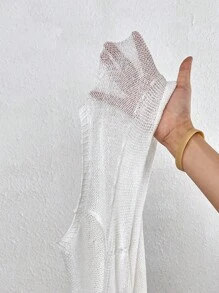 SHEIN VCAY Nữ Cardigans Túi màu trơn Giải trí - trắng - Xem 7