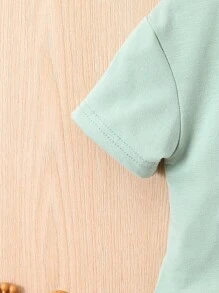 嬰兒熊壓花T恤和短褲 - 綠色 - 查看 5