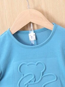 Bebé Shorts con camiseta oso en relieve - Azul - Ver 4