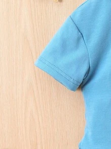 Bebé Shorts con camiseta oso en relieve - Azul - Ver 5