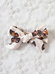 Baby Girl Butterfly Print Bodysuit & Headband - Apricot - View 8