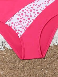 少女斑点狗印花系肩比基尼套装夏季海滩 - 彩色 - 查看 4