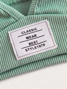 SHEIN EZwear 字母補丁細節吊帶上衣 - 薄荷綠 - 查看 4
