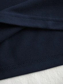 INAWLY Plus Slogan Graphic Contrast Collar Tee WALK  Forward  Backward  Welcome The Future To The Bright  GOOD JOY - Navy Blue - View 4