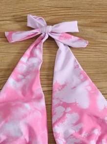 紮染掛脖比基尼泳裝 - 粉色 - 查看 3