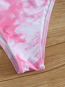 紮染掛脖比基尼泳裝 - 粉色 - 查看 5