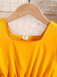 SHEIN 年輕女孩漸層泡泡袖褶邊連衣裙 - 黃色 - 查看 6