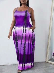 Maweii Váy Maxi Cami Túi Giấu Tie Dye Plus, Trang Phục Mùa Hè Cho Nữ - Nhiều màu - Xem 1