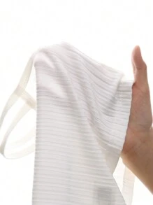 女小童字母圖案吊帶上衣和撞色滾邊短褲 - 藍白色 - 查看 7