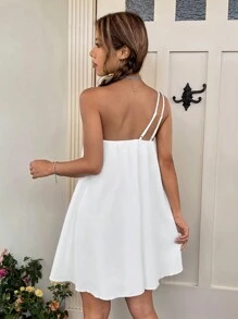 SHEIN EZwear Solid One Shoulder Cami Dress