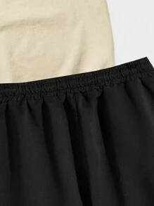 ROMWE MEN Street Life Men Bear Letter Graphic Tee & Striped Trim Drawstring Shorts, School - Multicolor - View 7