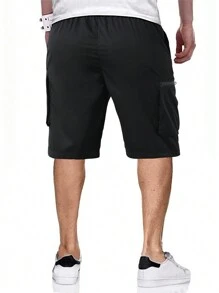 Manfinity Homme Nam Túi bên cạnh Eo dây rút Cargo Quần short - màu đen - Xem 2
