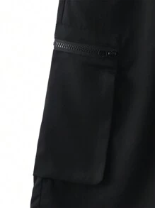 Manfinity Homme Nam Túi bên cạnh Eo dây rút Cargo Quần short - màu đen - Xem 4