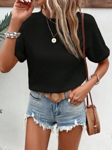 SHEIN Frenchy Solid Batwing Sleeve Tee