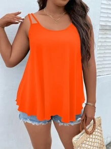 Vionelle Plus Solid Cami Top - Orange - View 5