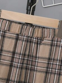 SHEIN Tween Boy Bear Print Tee & Plaid Trousers - Multicolor - View 6