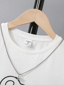 SHEIN Tween Boy Bear Print Tee & Plaid Trousers - Multicolor - View 7